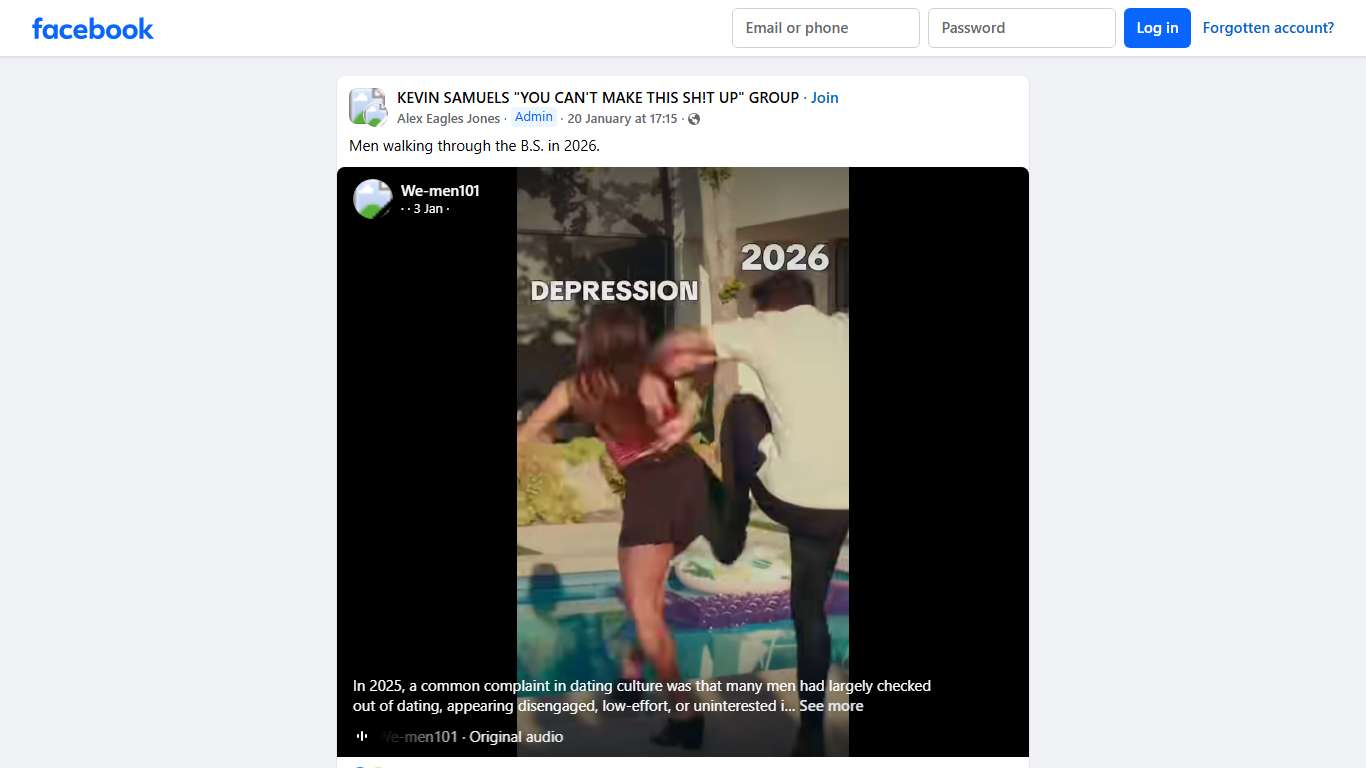 KEVIN SAMUELS "YOU CAN'T MAKE THIS SH!T UP" GROUP Men walking through the B.S Facebook